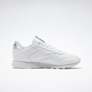 Reebok Classic Leather Turnschuhe Damen - Weiß/Blau/Rosa - DE 295-JRL